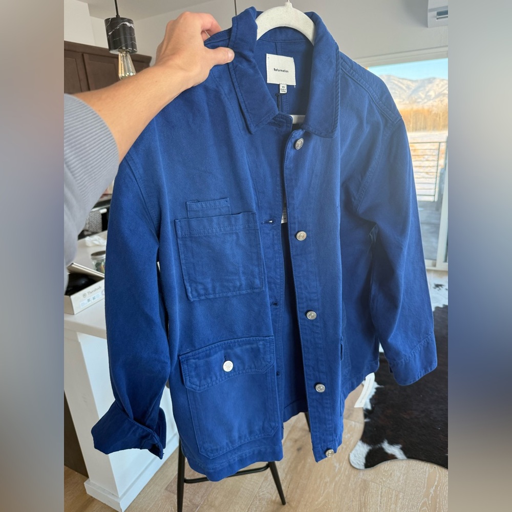 Reformation Callum Denim Chore Jacket Blue - Size XS